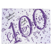 100年100年の紫/白タイポグラフィ ラージペーパーバッグ (裏面)