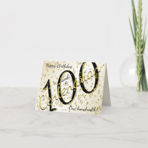 100年Yrs Centenarian誕生日ブラック/金ゴールド文字 カード