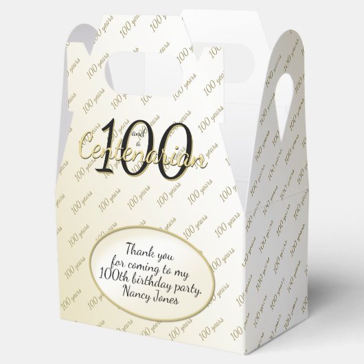 100年Yrs Centenarian誕生日ブラック/金ゴールド文字 フェイバーボックス (オープン)