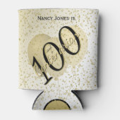 100年Yrs Centenarian誕生日ブラック/金ゴールド文字 缶クーラー (正面)