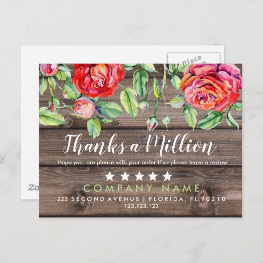 100感謝してい万枚のカードビジネスありがとう 案内ポストカード (正面/裏面)