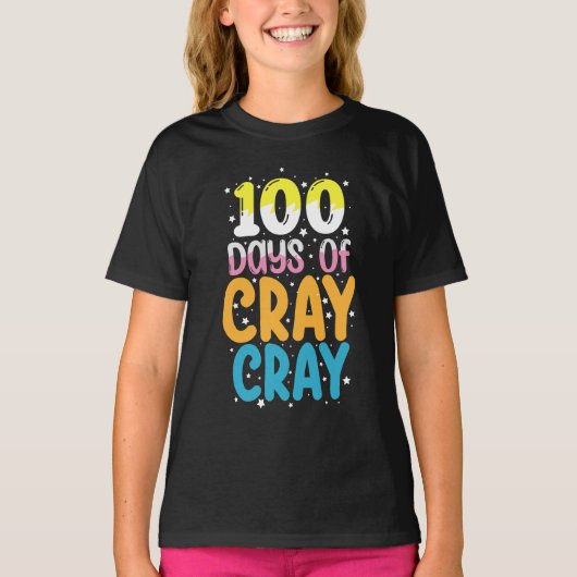 100日おめでとう！クレイジーな100日目の先生 Tシャツ (正面)