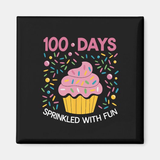 100日おもしろいカップケーキかわいい幸せ100 マグネット (正面)