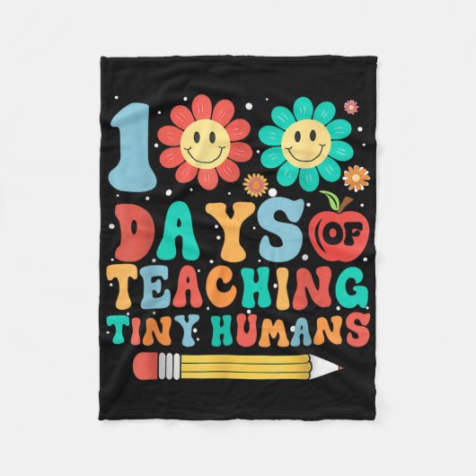 100日おもしろい学校先生子供100日 フリースブランケット (正面)