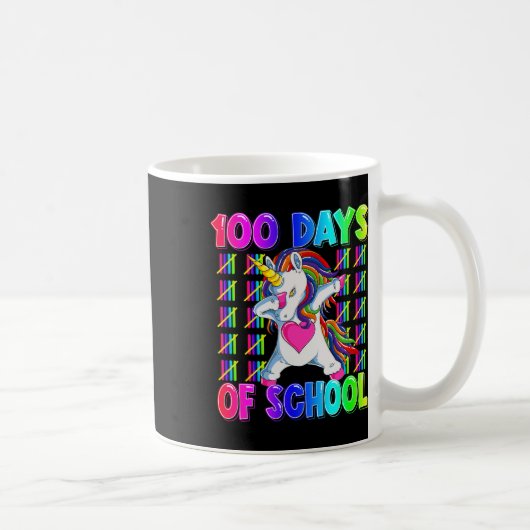 100日かわいいユニコーン100日頭が切れる コーヒーマグカップ (右)