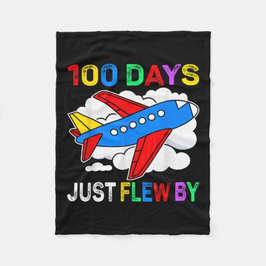 100日が飛行機で100日目に飛行 フリースブランケット (正面)