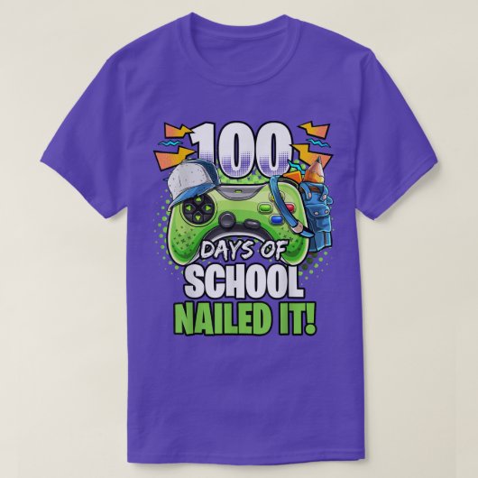100日がItを釘付けビデオゲーム幼稚園 Tシャツ (デザイン正面)