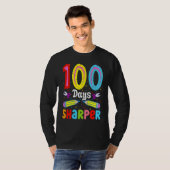 100日でより鋭く 100日目の学校 鉛筆 100日 Tシャツ (正面フル)