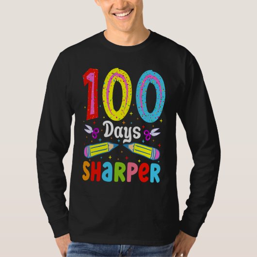 100日でより鋭く 100日目の学校 鉛筆 100日 Tシャツ (正面)