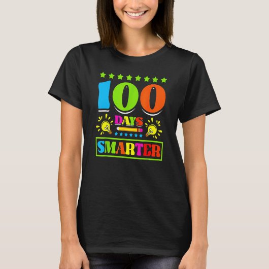 100日で賢くなるキッズ 100日目の学校の休み中の勉強 Tシャツ (正面)
