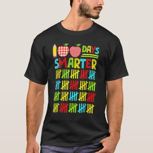 100日で賢くなる 100日目の学校が楽しい生徒 Tシャツ (正面)
