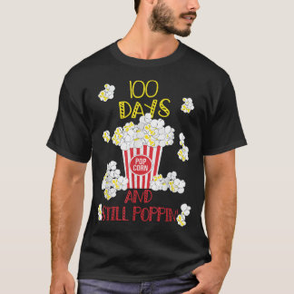 100日とスティルポピおもしろいンポップコーン100日目 Tシャツ