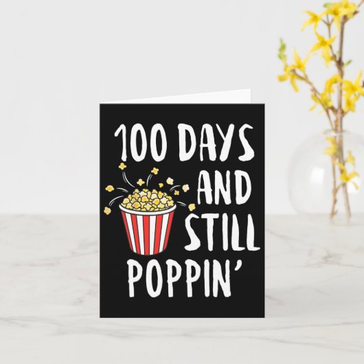 100日とStill Poppin Popcorn Kids 100日目 カード (黄色い花)