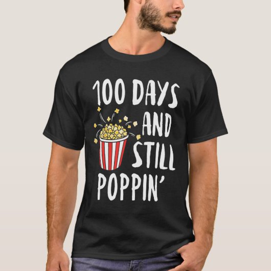 100日とStill Poppin Popcorn Kids 100日目 Tシャツ (正面)