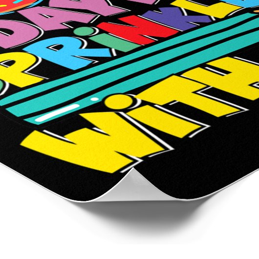 100日におもしろいのかわいいカップケーキを振りかけたもの ポスター (角)