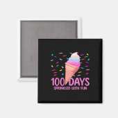 100日におもしろいアイスクリームを振りかけたの100日 マグネット (正面/裏面)