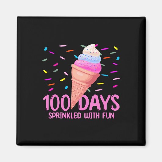 100日におもしろいアイスクリームを振りかけたの100日 マグネット (正面)