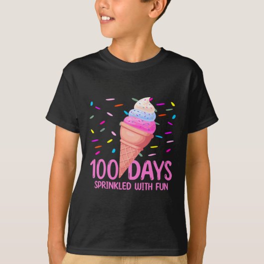 100日におもしろいアイスクリームを振りかけたの100日 Tシャツ (正面)