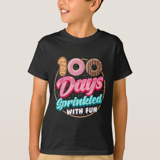 100日におもしろいドーナツを振りかけたのScの100日目 Tシャツ (正面)