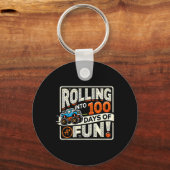 100日にスクールモンスタートラック転がの100 キーホルダー (正面)