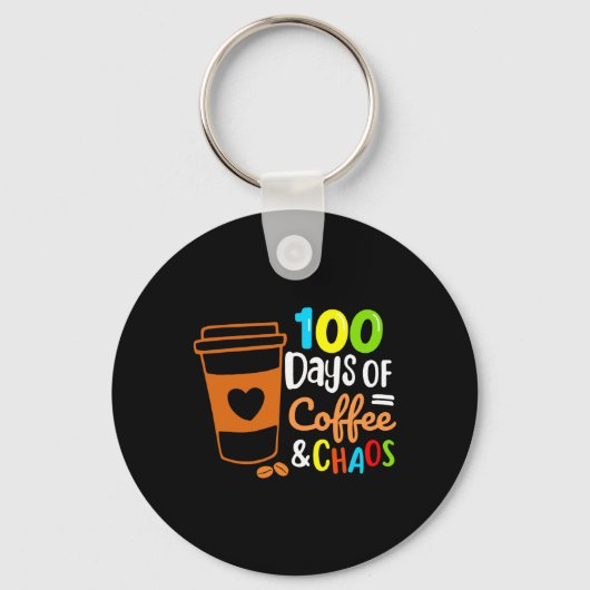 100日のコーヒーとカオスハッピー100th Day Schooo キーホルダー (正面)