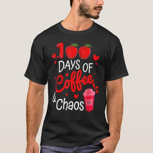 100日のコーヒーとカオスハッピー100th Day Schooo Tシャツ (正面)