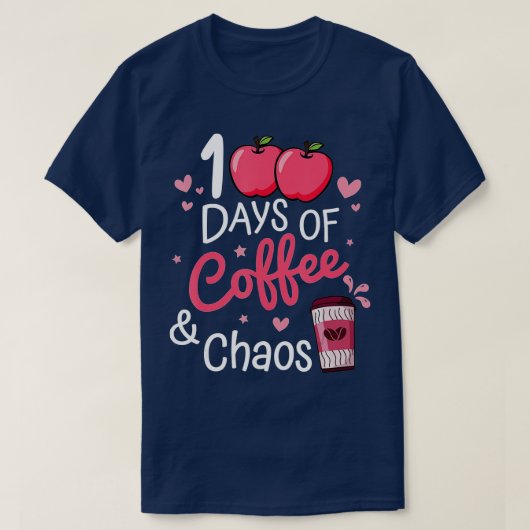 100日のコーヒーとカオスハッピー100th Day Schooo Tシャツ (デザイン正面)