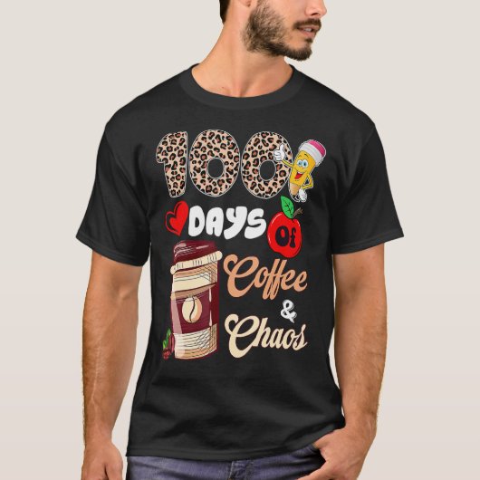 100日のコーヒーとカオスハッピー100th Day Schooo Tシャツ (正面)