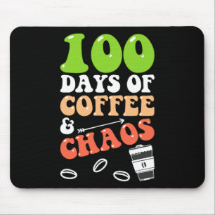 100日のコーヒーとカオス100th Day School Teac マウスパッド