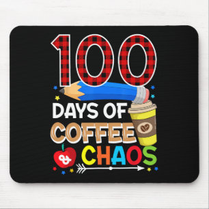 100日のコーヒーとカオス – 学校の100日目 マウスパッド