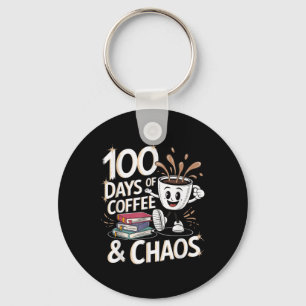 100日のコーヒーと混乱学校の100日目 キーホルダー