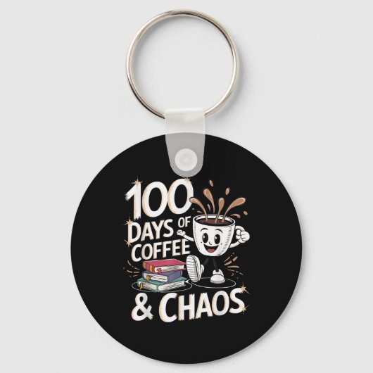 100日のコーヒーと混乱学校の100日目 キーホルダー (正面)
