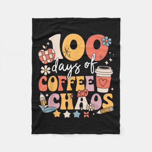 100日のコーヒーと混乱学校の100日目 フリースブランケット (正面)