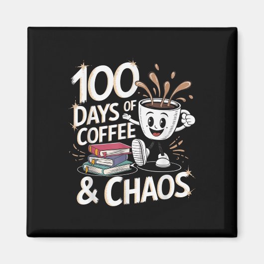 100日のコーヒーと混乱学校の100日目 マグネット (正面)