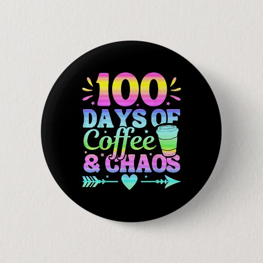 100日のコーヒーと混乱学校の100日目 缶バッジ (正面)