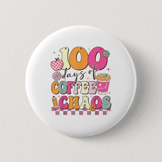 100日のコーヒーと混乱学校の100日目 缶バッジ (正面)