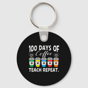 100日のコーヒーアンプ;カオス100日学校茶 キーホルダー