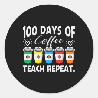 100日のコーヒーアンプ;カオス100日学校茶 ラウンドシール