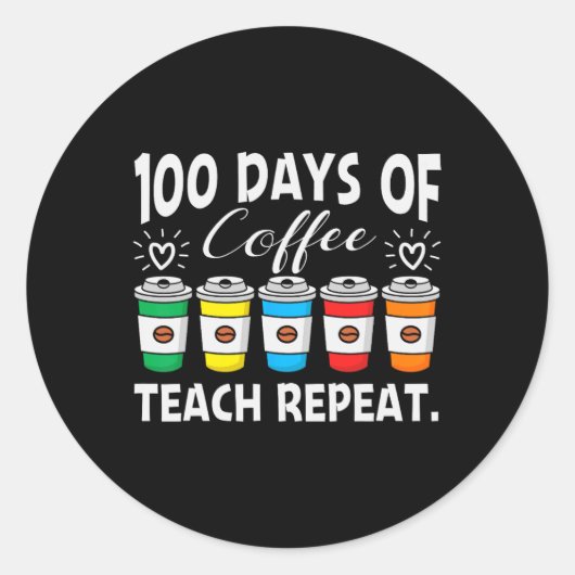 100日のコーヒーアンプ;カオス100日学校茶 ラウンドシール (正面)