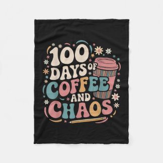 100日のコーヒーカオスシャツ100日目 フリースブランケット