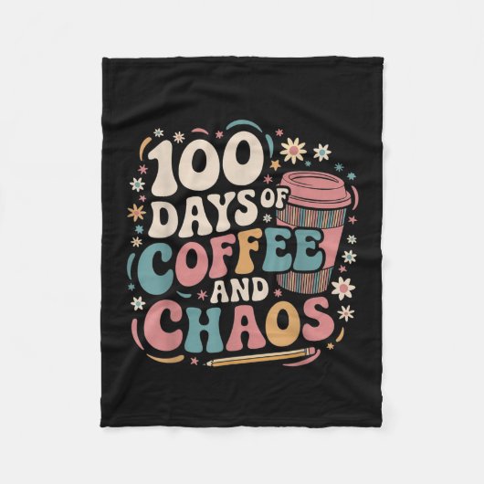 100日のコーヒーカオスシャツ100日目 フリースブランケット (正面)