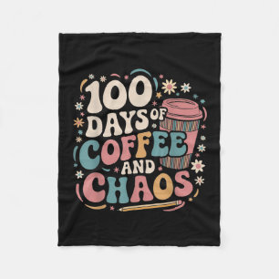 100日のコーヒーカオスシャツ100日目 フリースブランケット