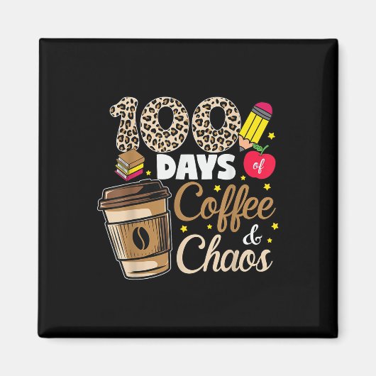 100日のコーヒーカオスシャツ100日目 マグネット (正面)