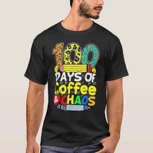100日のコーヒー&カオスハッピー100日Scho Tシャツ (正面)