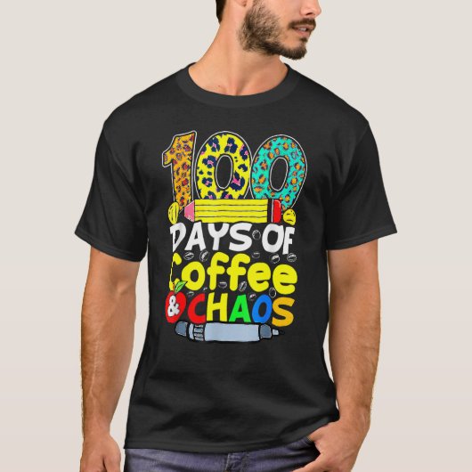 100日のコーヒー&カオスハッピー100日Scho Tシャツ (正面)