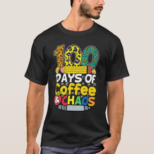 100日のコーヒー&カオスハッピー100日Scho Tシャツ (正面)