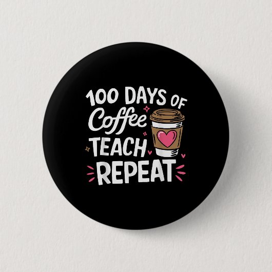 100日のコーヒ教えーリピーター100日学校 缶バッジ (正面)