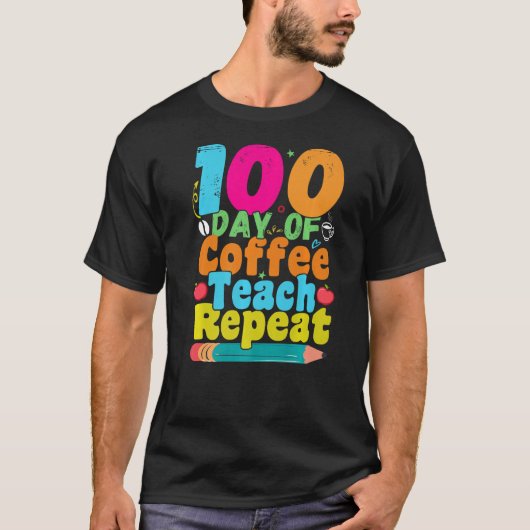 100日のコーヒ教えー100日学校T Tシャツ (正面)