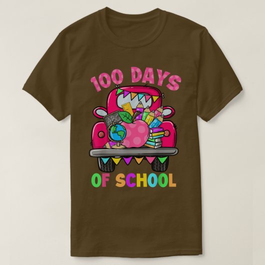 100日のスクールトラックおもしろい先生ボー Tシャツ (デザイン正面)