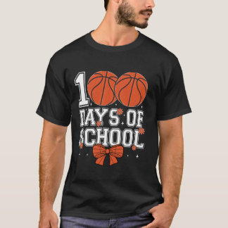 100日のスクールバスケットボールコケット弓100th D Tシャツ